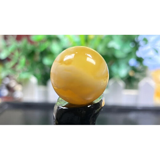 Core fragrance natural fidelity beeswax raw ore Russian material round beads single bead 3-12mm small beads loose beads chicken oil yellow with pearl white nectar 3mm yellow and white flower beeswax round beads 1 piece 1.0 through hole