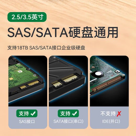 首杉移动硬盘盒 2.5/3.5英寸SAS/SATA硬盘外接盒 笔记本台式电脑机械SSD固态铝外壳硬盘读取盒 3.5英寸【SAS/SATA】硬盘盒