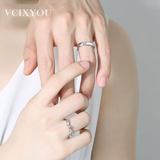 VCIXYOUPT950 platinum moissanite and diamond couple ring for girls, a pair of rings, anniversary birthday gift for girlfriend, engraved greeting card, angel wings men's ring