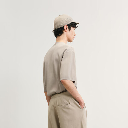 速写男装2025春新品纯色基础合体针织衫短袖圆领休闲简约9P2312380 047米灰 M