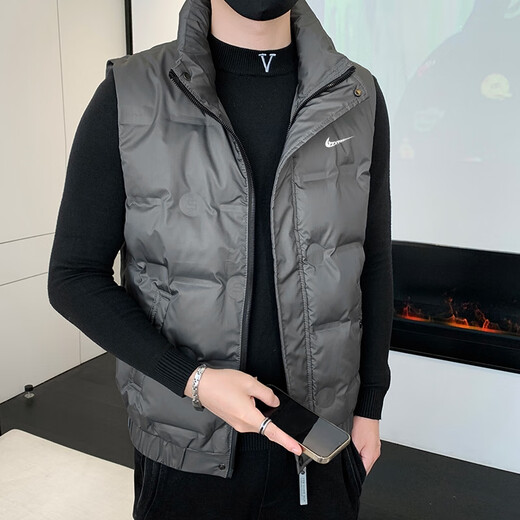 NAIKE AIR official website NK brand vest men's new winter trendy white duck down warm youth casual khaki M