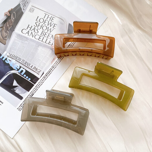 SAHANE Zuoyu 8.5CM simple square hair clip back of the head for women jelly color acrylic shark clip headdress square square coffee 8.5CM