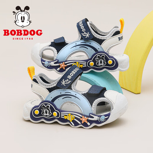 Babudou children's shoes summer breathable baby shoes boys toddler shoes children's toe sandals 105352043 navy blue/m 24