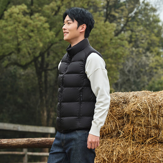 Tambor light down jacket vest for men with short stand-up collar, light and warm, comfortable vest with inner layer TA330033 black 180