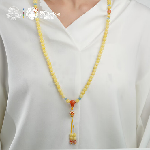 Potala Palace Beeswax Aquamarine Baonan Red 108 Beads Multi-treasure Agate Necklace Bracelet for Men and Women as a Birthday Gift for Girlfriend