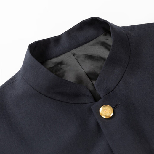 Qipai Chinese tunic woolen suit men's 2025 autumn new style middle-aged men's Chinese stand-up collar business suit dress Tibetan blue Chinese stand-up collar 175B B48 (175/96B)