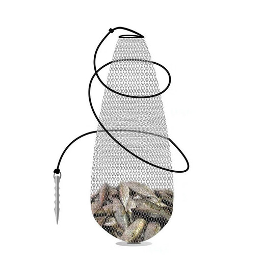 Bai Chao Thick Line Net Bag High-horsepower Fish Net Bag Folding Fishing Net Thickened Fish Protection Basket Drawstring Net Bag Simple Net Bag 100cm 1m Net Length with Rope Gray Hand-woven Net Bag Special for Large and Small Fish 20