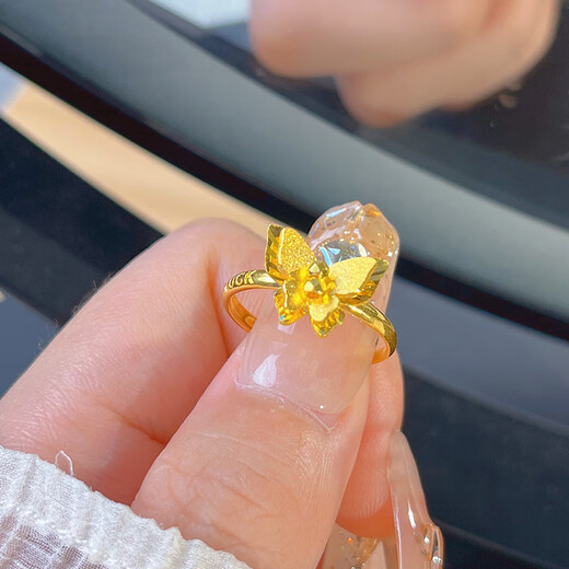 Ally Gold Butterfly Ring Women's New 999 Pure Gold Mirror Flower Butterfly Dream Open Ring as a Gift for Your Girlfriend Gold Butterfly Ring Gold Weight Approximately 2.81g