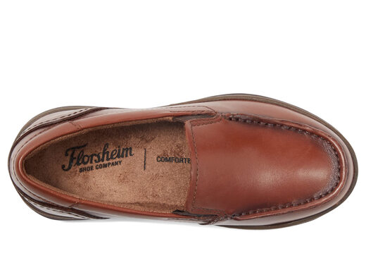 Florsheim children's loafers, leather upper, comfortable and breathable, boys' casual shoes, soft lining, cognac color 11 Little Kid