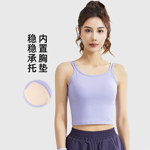 Lugeli yoga women's sports running suit spring and summer loose slimming quick-drying clothes morning running clothes Pilates fitness clothes shorts sports suit purple L recommended 105-120 Jin Jin equals 0.5 kg