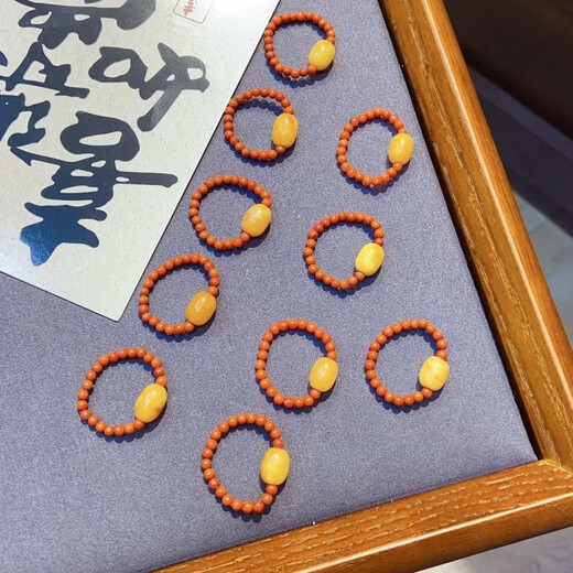 DRJEFUN natural southern red millet bead ring date bead beeswax ring one object one picture natural beeswax white very fine ring for women natural southern red millet bead fine ring set 1 carat 52mm 1 piece 52MM circumference around size 12