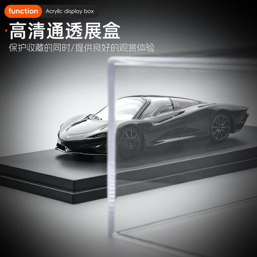 1/43 Phimegao F1 racing car display box, high transparency acrylic storage box, transparent crystal box, dust cover, black base + acrylic display box 15*7.7*6.5 (1/43 Phimegao F1)