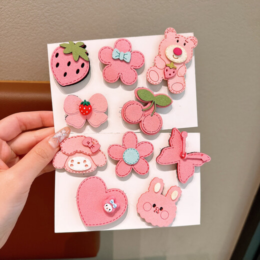 Sanrio Children's Cartoon Velcro for Girls Hair Sorting Artifact for Girls with Side Bangs Hairpins for Baby Hair Accessories Q609 Pink Strawberry Bear