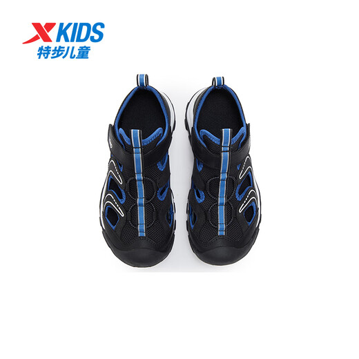 Xtep Xtep children's outdoor sports and leisure beach shoes for middle and older children with Velcro toe anti-kick and anti-collision summer boys black/blue 35