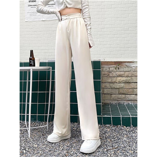 Pu Shui Fang Fang Pantalones De Pierna Ancha Drapeados De Estilo Coreano Que Adelgazan Los Pantalones De Traje De Cintura Alta para Mujer Pantalones Casuales 1047# Negro S