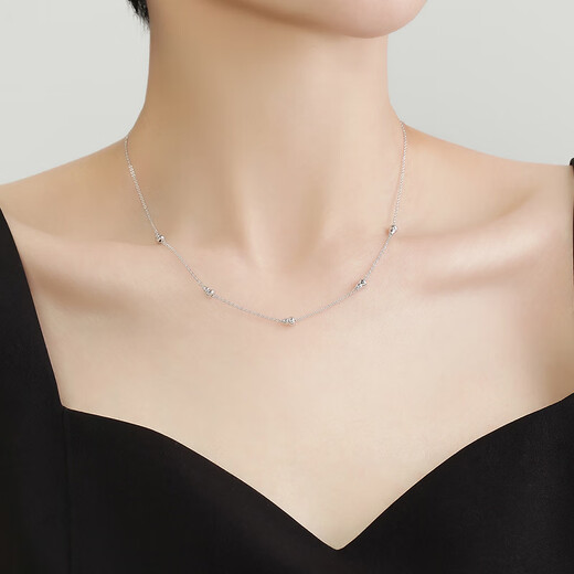 Ming brand jewelry platinum Pt950 platinum gourd story necklace set chain gift for women BFR0136 chain length about 40+2.5+2.5 cm about 4.07 grams