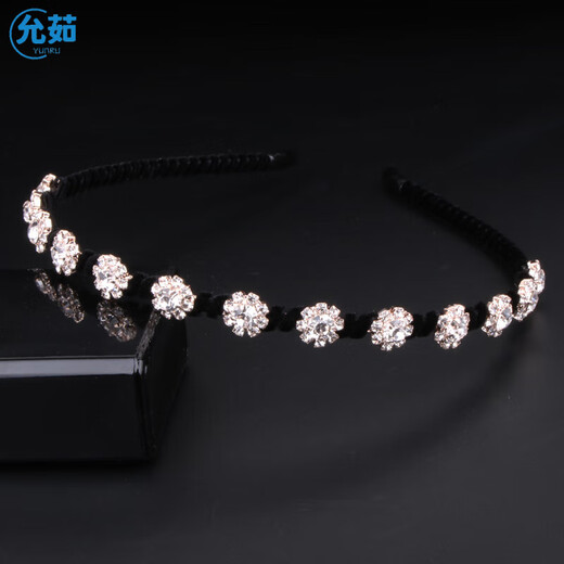 Yunru 520 gift to girlfriend, Korean style rhinestone pearl bow thin hair hoop, Korean crystal bow tie, bunny ears hair, baby's breath