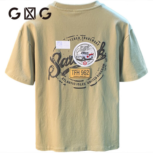 
GLXLG short-sleeved T-shirt men's summer high-end 2025 new trend printed top high-spin Xinjiang cotton loose t-shirt Mint green [JSW9906] M suitable for 90-108Jin [Jin equals 0.5 kg]