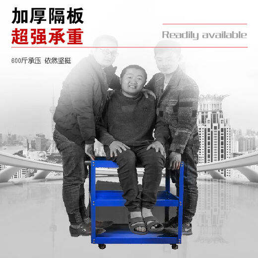 RSRDDYXJ Tool Cart Trolley Toolbox Multifunctional Workshop Multi-layer Storage Shelf Three-Layer Thickened Tool Trolley Internet Celebrity Model Red and Blue + Backplate Model