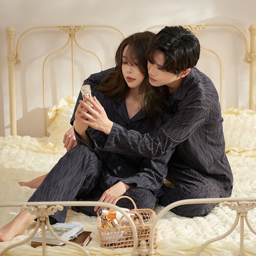 Mrs. Slee Sleep TIGHT couples pajamas spring and autumn women's pure cotton long-sleeved 2025 new light luxury high-end temperament men can wear home clothes M1714-women's M