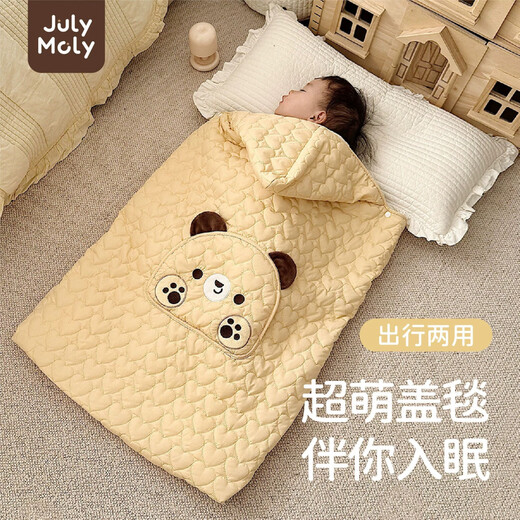 JULY MOLY Winter stroller windshield, stroller windproof cover, baby waist stool cover blanket, going out cape, multi-functional cloak blanket, cheese yellow bear, stroller cover blanket/waist stool