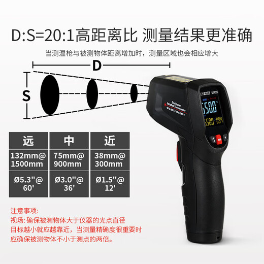 Huashengchang Cem Huashengchang Industrial Infrarot-Thermometer hohe Präzisionstemperatur Messung der Küche Öltemperaturen Erfassungswerkzeug Industriegrad T-833C Dual Laser Range-506