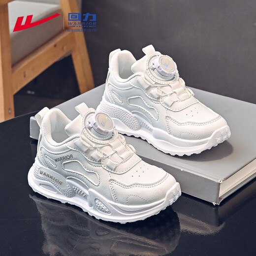 Warrior Girls' Sports Shoes Spring and Autumn Lightweight Soft Soled Casual Running Shoes WZ(CL)-0686 White 34