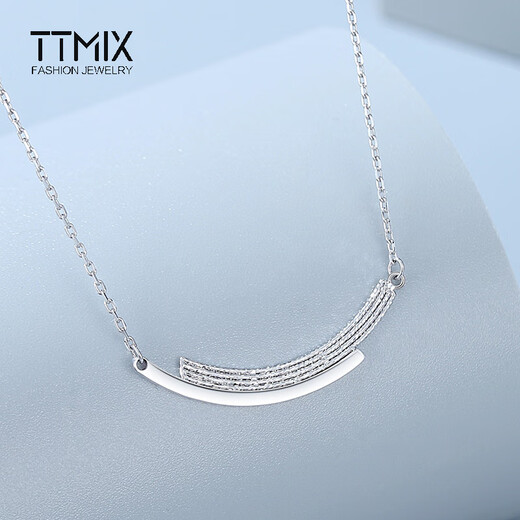 TTMIX smile necklace platinum set chain pt950 platinum pendant high-end clavicle chain for girlfriend ready stock 3.5-3.7g + blue ribbon gift box