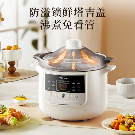 Bear electric stew pot, electric casserole, electric stew pot, soup pot, stew pot, special electric pot for soup, stew pot, electric stew pot for 3-4 people, purple clay pot, soup pot, 3L porridge pot DDG-K30N3