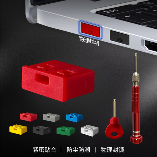 Soli usb port lock usb physical security lock usb lock sealing plug usb safety plug usb removable dust plug/red 100 pieces + 4 tools/20092