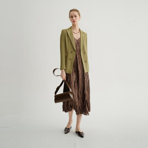 Mai Meng Limited Sale/Leakout Blazer Women's Spring Thin Casual Mustard Green Suit 5C8111601 Mustard Green Suit S