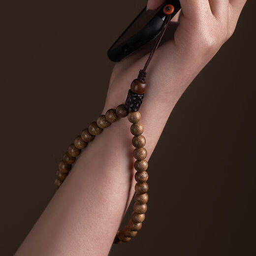 Mrs win (Mrs win) agarwood round bead mobile phone lanyard short wrist rope men's and women's mobile phone chain beads pendant pendant ring style (actual black) A16-309