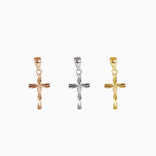 Junhong 18K gold rose gold plain gold cross small pendant pendant exquisite Valentine's Day gift 18K rose gold