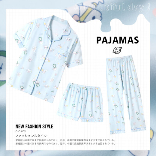 S.SOFEA玉桂狗短袖家居服可爱卡通少女薄款三件套 套KK14122# 175 L【建议100-120斤】