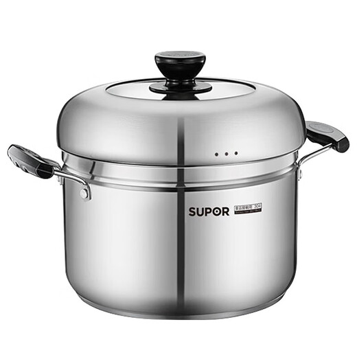 SUPOR steamer 304 stainless steel multi-bottom soup steaming multi-purpose pot double-layer gas induction cooker universal cooking pot steaming fish pot SZ24S1 one pot multi-purpose 24cm