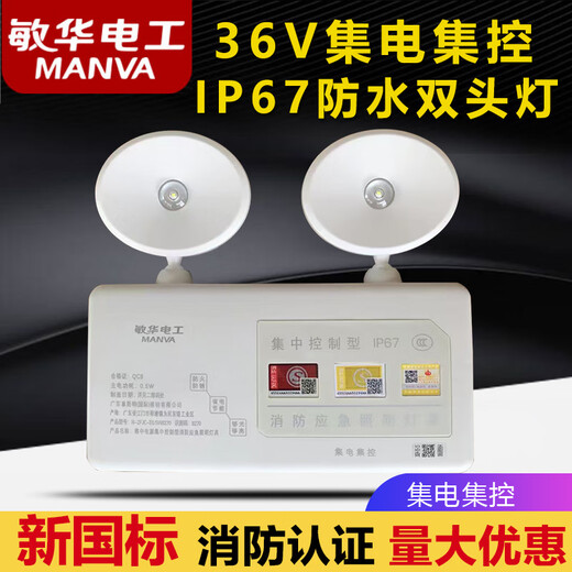 Man Wah Electrician Fire Emergency Lighting Waterproof IP67 Centralized Power Supply Double Head Light Type A 36V Intelligent Evacuation Wall-Mounted Host Man Wah
