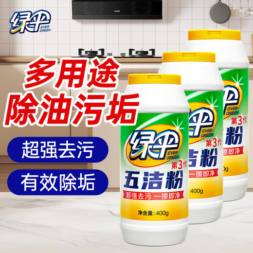 Green Umbrella Five Cleansing Powder Oil Cleaner Stainless Steel Sink Rust Remover Descaling Destain Polish 400g 3 Bottles