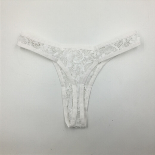 Private Shang Men's Sexy Underwear White Lace Pattern Transparent Briefs Temptation T-Pants Men's T-Pants One Size 170Jin Jin is equal to 0.5kg within