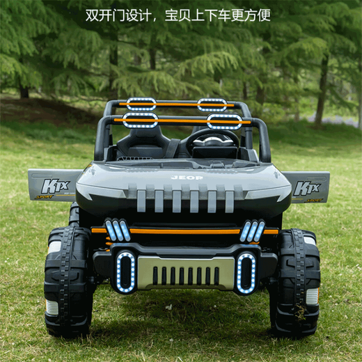 Kangshuai Aibeimei super large parent-child children's electric car four-wheeled children's toy car can sit adults and two babies four-wheel drive remote control car luxury gray 12V7A battery + hard seat and hard wheels