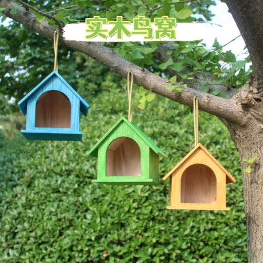 Runhuanian solid wood bird's nest bird's nest decorative bird cage outdoor bird house wooden pearl sparrow bird house peony parrot breeding box log trumpet