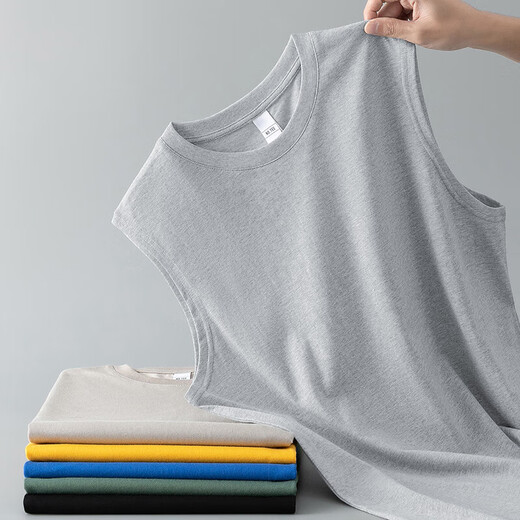 Clearance sports vest men's trendy summer loose solid color sleeveless t-shirt for outdoor wear fitness sports vest sweatshirt Cooling vest clearance Brick red 2XL Recommended weight 125-135 Jin Jin equals 0.5 kg Can be worn