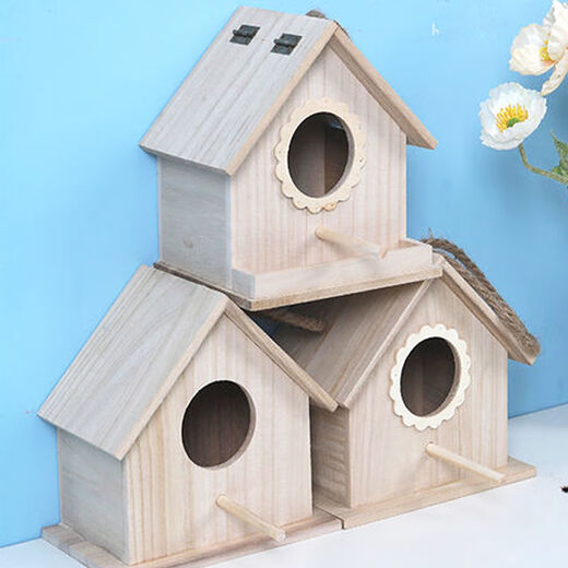 Runhuanian Bird Nest Parrot Sparrow Breeding Box Aviary House Outdoor Bird Cage Breeding Box Bird Nest Bird Nest Hanging Box Small Roof Opening (Can Live Sparrows and Birds)