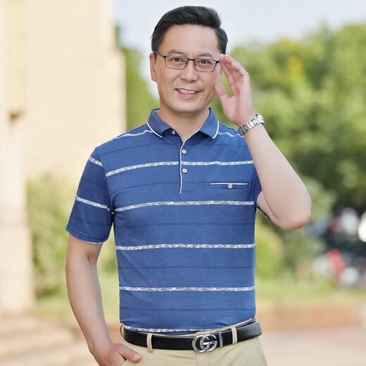 Gy Goldlion Jinlilai Dad kurzärmelige T-Shirt-Männer Sommer mittleren Alters mittleren Alters mittleren Alters und ältere Männer-Sommer-Eis-Eisbaumwolle auf 691-Grau m
