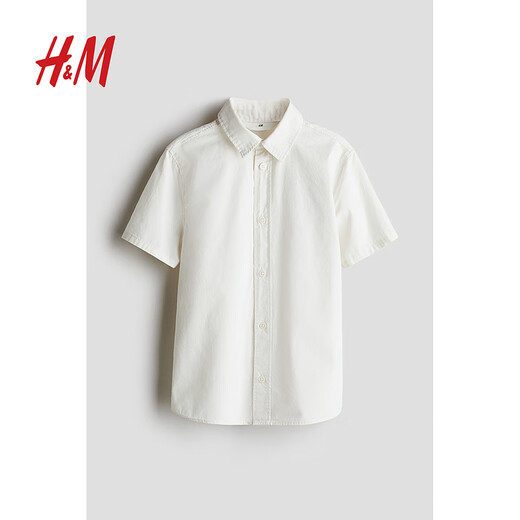 H&M children's clothing children's boys' shirts spring dress performance clothes formal shirt cotton short-sleeved top 1273445 light blue 165 165/84 (13-14Y)