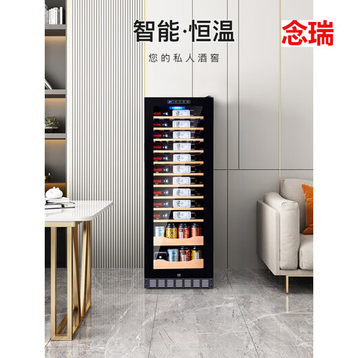Meng Qianer wine cabinet built-in home built-in air-cooled dual-temperature red wine refrigerator tea refrigerator with lock air-cooled + (hanging cup red wine tea model) +