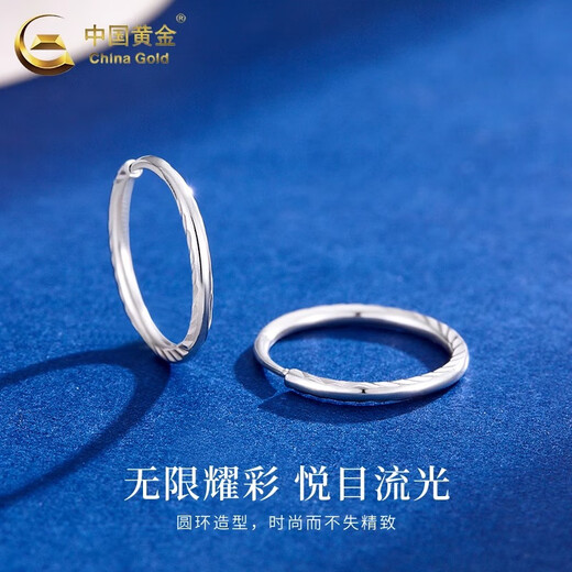 China Gold (CHINA GOLD) PT950 Platinum Twill Earrings Women's New Plain Hoop Valentine's Day Birthday Gift for Girlfriend and Wife Platinum Twill Earrings About 0.9g
