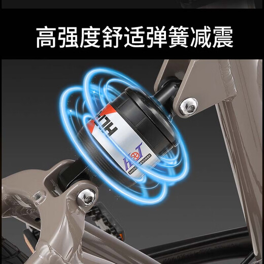 HITO 20-inch folding bicycle Xiaobu aluminum alloy variable speed double disc brake with shock absorber men and women retro single, Mocha gray (shock absorber + aluminum alloy) variable speed + double disc