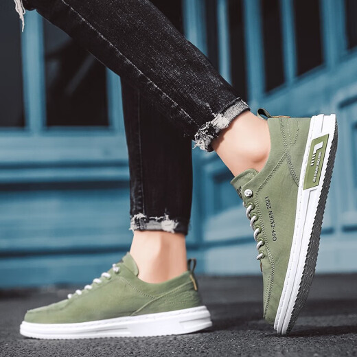 Changxiang Huili alter Peking -Stoffschuhe Herrenschuhe Sommer vielseitige Freizeitschuhe Herren atmungsaktive Eisseide Leinwand Schuhe Faule Menschen, die trendige Schuhe grün treten [Ice Seide atmungsaktiv] 40