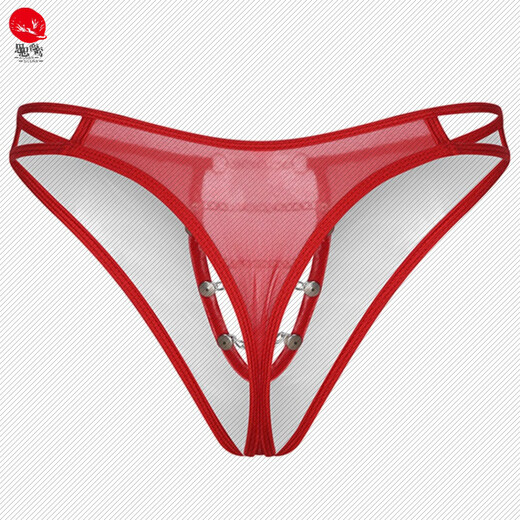 
Siluan 2025 men's bright colors leather PU underwear sexy thong men's imitation leather hollowed-out men's stage performance T-trousers red ones (95-150Jin[Jin equals 0.5 kg])