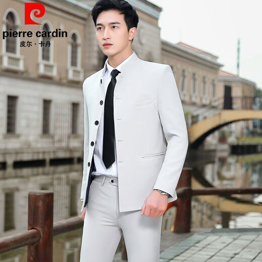Pierre Cardin Mao suit men's suit Chinese style wedding dress Korean version slim Chinese style small suit jacket Mao suit black single coat M 100-108Jin Jin equals 0.5 kg